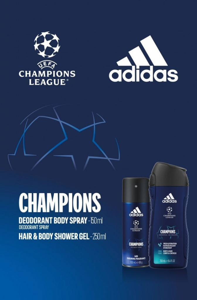 Adidas UEFA Champions League Edition deospray 150 ml + sprchový gel 250 ml dárková sada