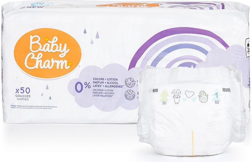 Baby Charm Super Dry Flex 1 Newborn 2-5 kg 50 ks