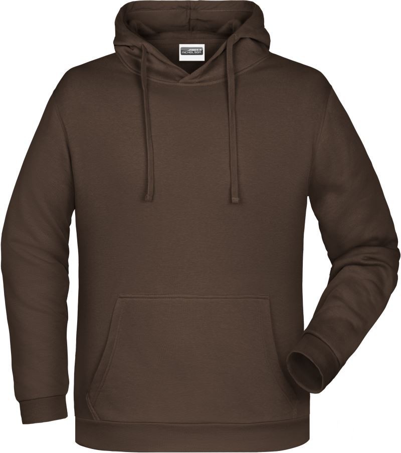 JAMES & NICHOLSON mikina s kapucí Basic Hoody Hnědá