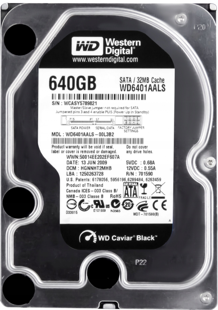 WD Caviar Black 640GB, SATAII, 32MB, 7200rpm, 8.9ms, WD6401AALS