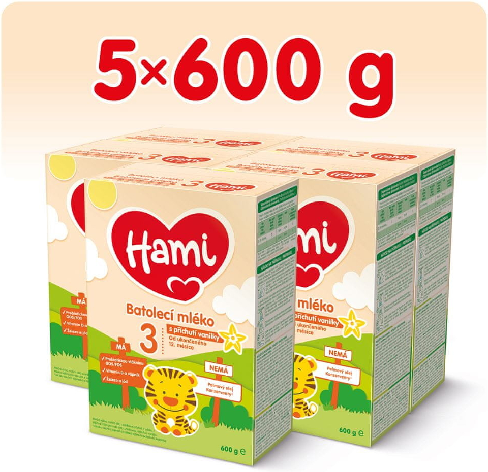 Hami 3 s příchutí vanilky 5 x 600 g