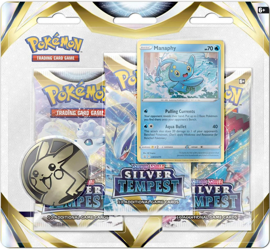 Pokémon TCG Silver Tempest 3 Pack Blister booster Manaphy
