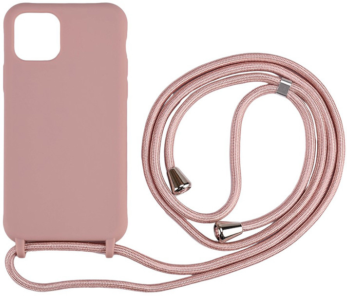 Pouzdro AppleMix Apple iPhone 11 + barevná šňůrka - gumové - růžové
