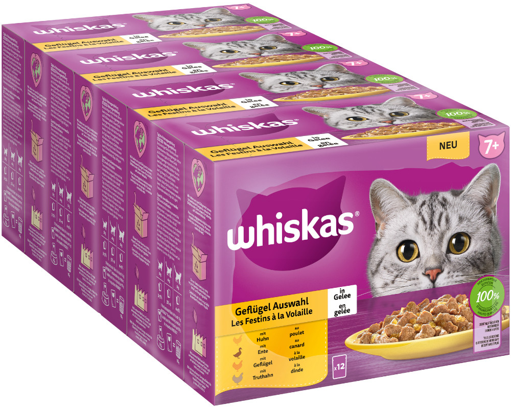 Whiskas Senior 7+ drůbeží výběr v omáčce Kuře drůbež kachna krůta 96 x 85 g