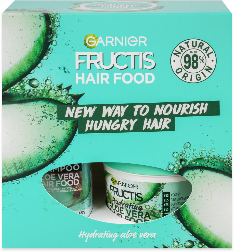 Garnier Fructis Hydrating Aloe Vera šampon 350 ml + Garnier Fructis Hydrating Aloe Vera maska na vlasy 390 ml dárková sada