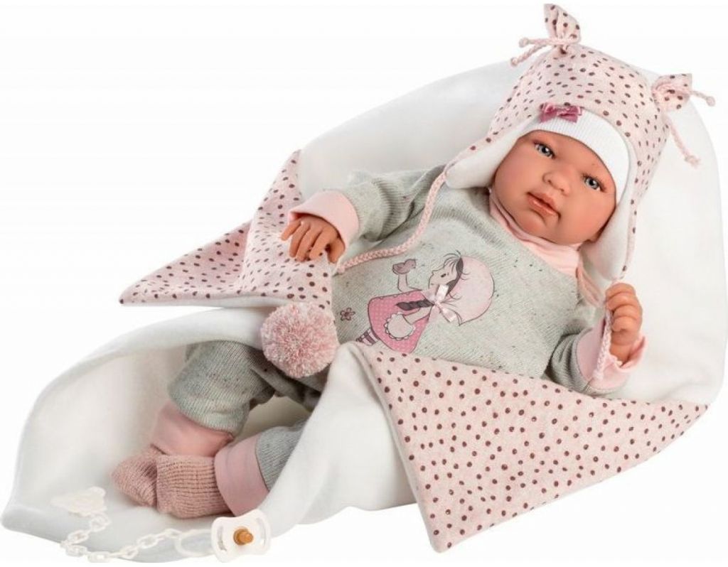 Llorens 84460 NEW BORN realistická miminko se zvuky a měkkým látkovým tělem 44 cm