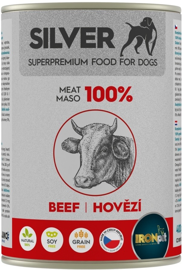 IRONpet Silver Dog Hovězí 100% masa 6 x 400 g