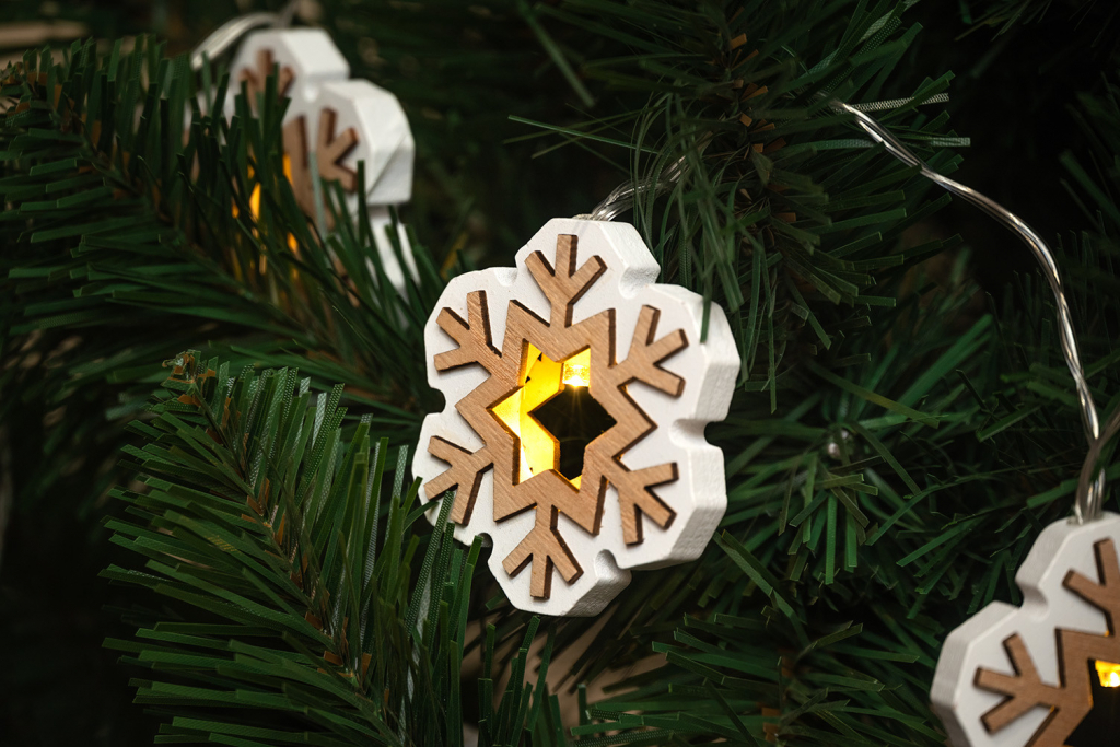 Bestent Světýlka na baterky dřevěné 10LED 1,65 m teplá bílá Snowflake