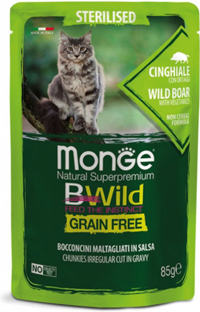 Monge BWILD CAT Grain Free STERILKA Losos se zeleninou 85 g