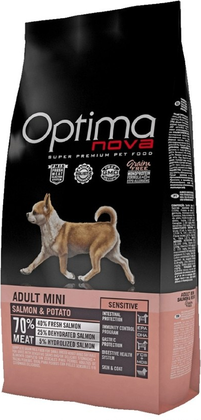 Optima Nova GF Adult Mini Sensitive Salmon and Potato losos a brambory 0,8 kg