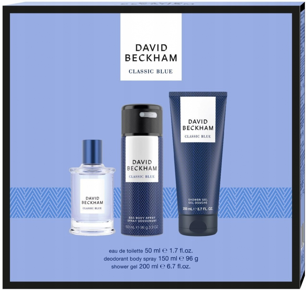 David Beckham Classic Blue EDT 50 ml + sprchový gel 200 ml + deodorant ve spreji 150 ml