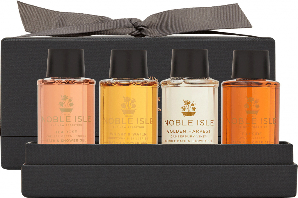Noble Isle sada koupelových a sprchových gelů Fragrance Sampler 4 x 30 ml dárková sada
