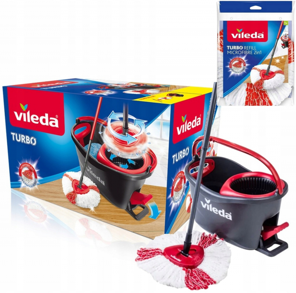 Vileda 158572 TURBO mop vč, náhradní hlavy TURBO MICROFIBRE 2v1