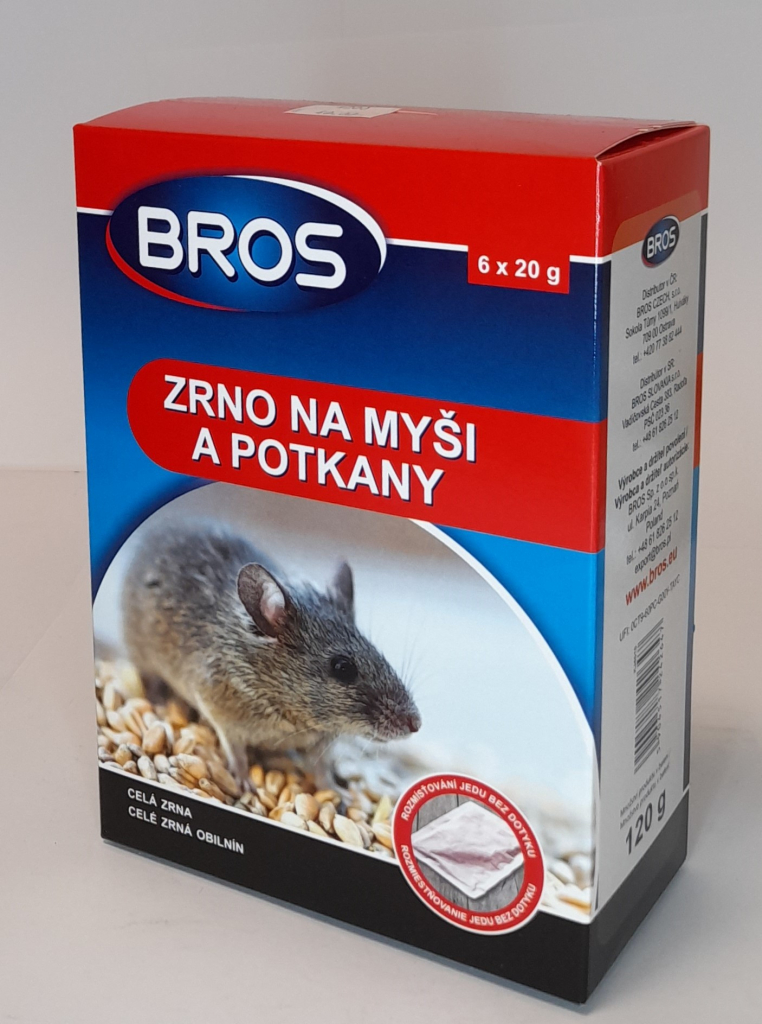 Rodenticid BROS zrno na myši a potkany 6x20g