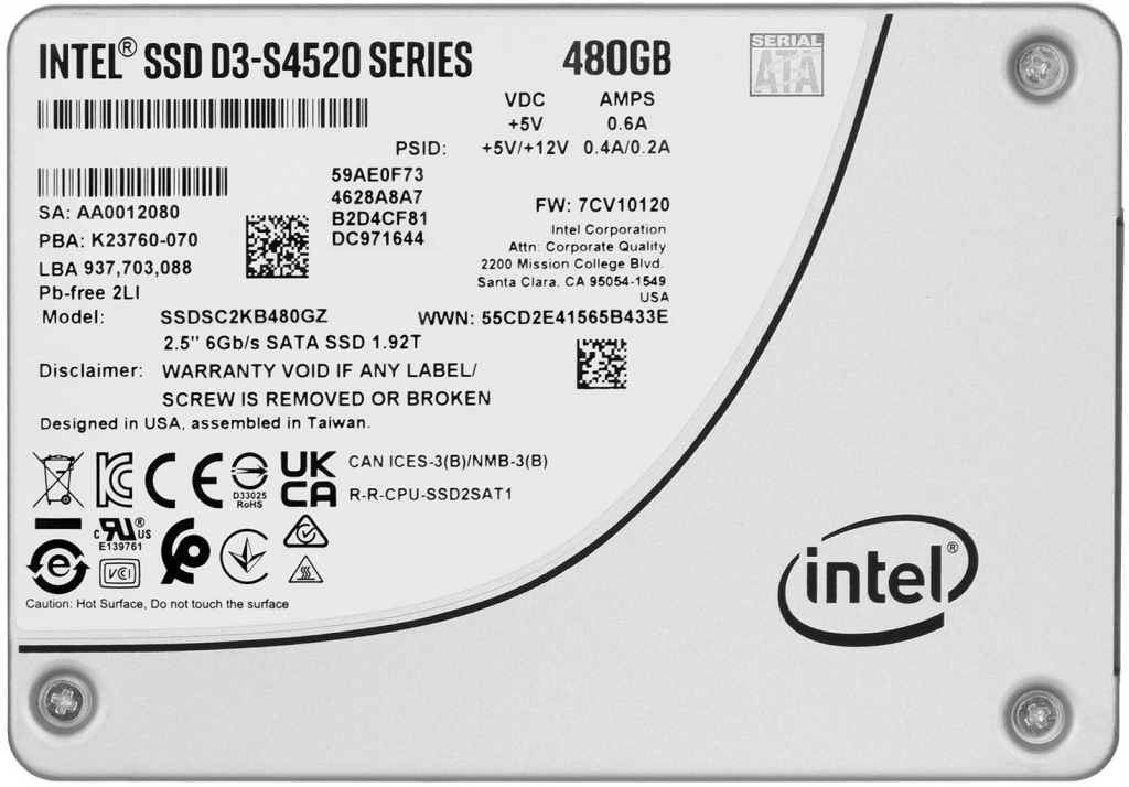 Intel D3-S4520 480GB, SSDSC2KB480GZ01