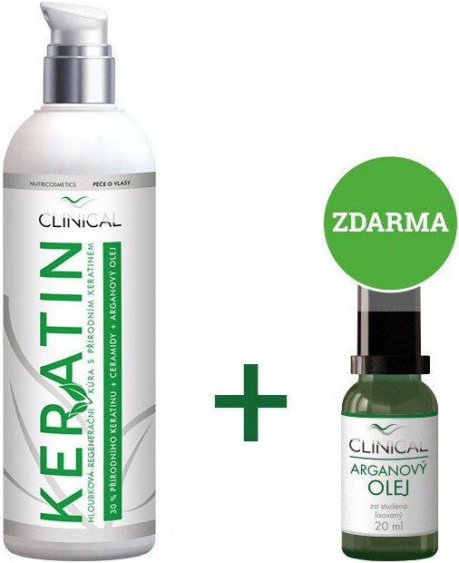 Clinical Keratin hloubková regenerační vlasová kúra 100 ml + arganový olej 20 ml dárková sada