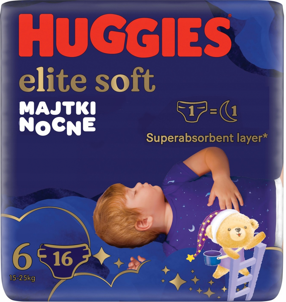 Huggies Elite Soft Overnites 6 15-25 kg 16 ks