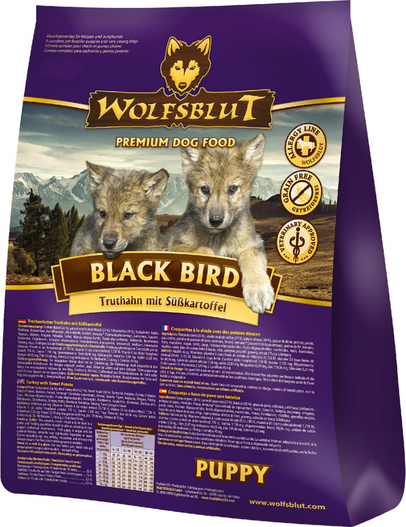 Wolfsblut Black Bird Puppy krůta s batáty 0,5 kg