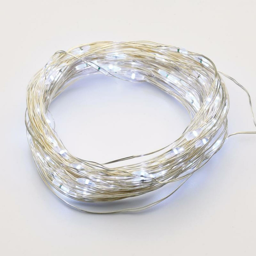 ACA Lighting 100 LED dekorační řetěz s časovačem W stříbrný měďený kabel na baterie 3XAA IP44 10m+10cm X01100215