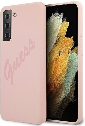 Pouzdro GUESS SILICONE VINTAGE Samsung Galaxy S21 Plus 5G ružové
