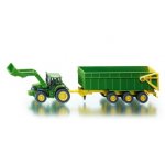 SIKU Farmer - John Deere s čelním nakladačem a přívěsem 1:87