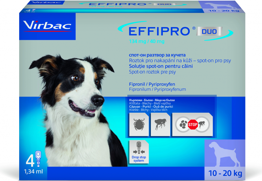 Effipro Duo Spot-on Dog M 10-20 kg 4 x 1,34 ml