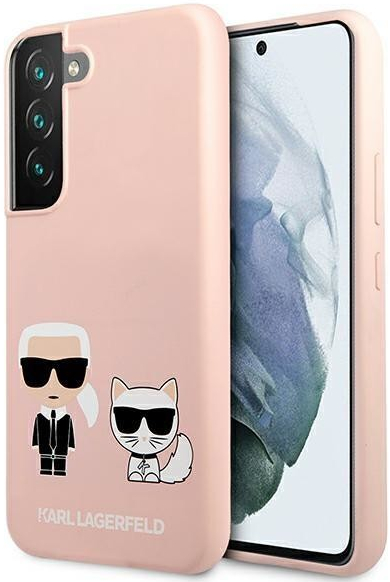 Pouzdro Karl Lagerfeld hard silikonové Samsung Galaxy S22 PLUS 5G light Silicone Ikonik Karl & Choupette růžové