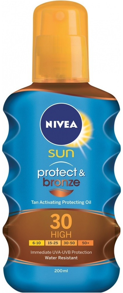 Nivea Sun Protect & Bronze olej na opalování spray podporující zhnědnutí SPF30 200 ml