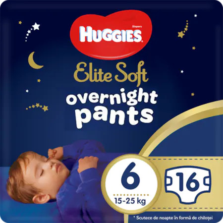 Huggies Elite Soft Overnites 6 15-25 kg 16 ks