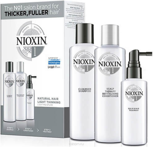 Nioxin System 1 Cleanser šampon 150 ml + System 1 Scalp Revitaliser kondicionér 150 ml + System 1 Scalp Treatment kúra 50 ml pro jemné mírně řídnoucí vlasy dárková sada