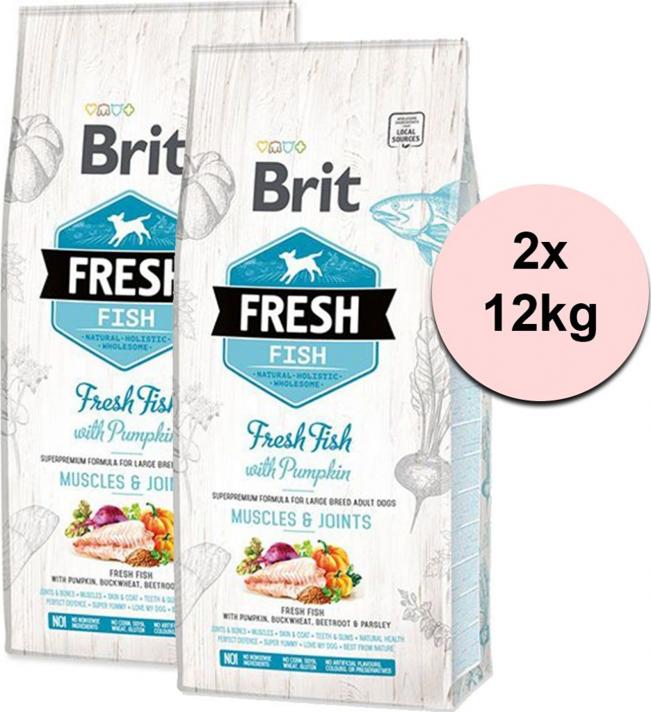 Brit Fresh Fish with Pumpkin Adult Large Muscles & Joints 2 x 12 kg