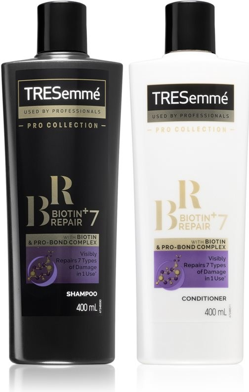 TRESemmé Biotin + Repair 7 obnovující šampon pro poškozené vlasy 400 ml + obnovující kondicionér pro poškozené vlasy 400 ml dárková sada