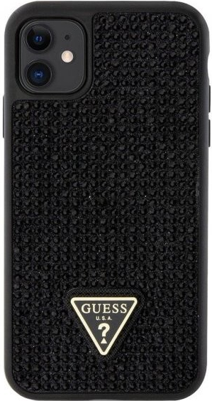 Pouzdro Guess Rhinestones Triangle Metal Logo posázené kamínky iPhone 11 - černé