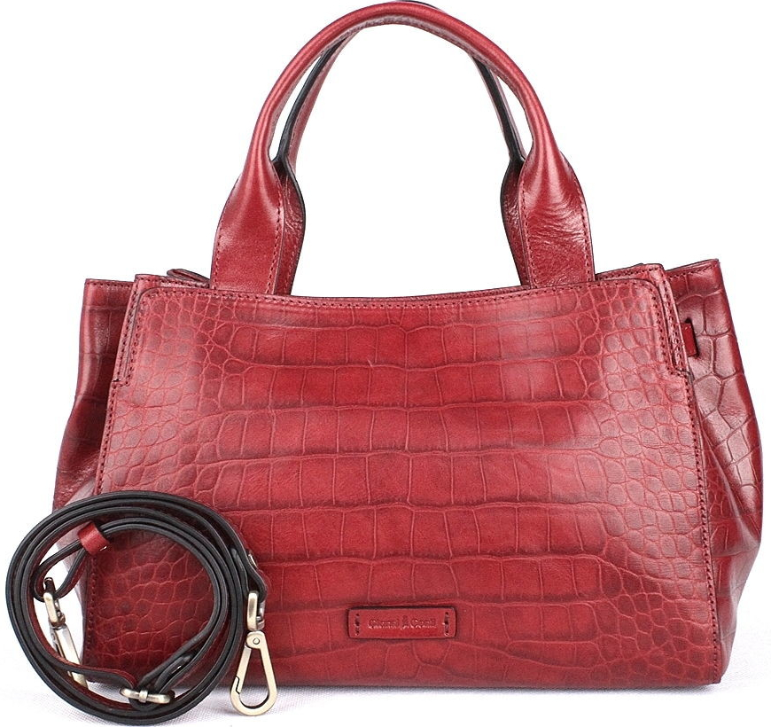 Gianni Conti Střední luxusní tmavěčervená kožená kabelka do ruky 15