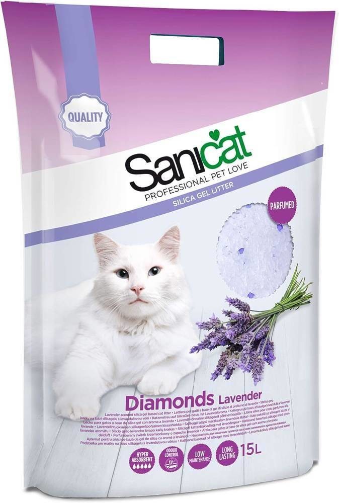 Sanicat Diamonds silikonová podestýlka levandule 15 l
