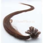 Středně hnědé vlasy k prodloužení - keratin, 50 cm, 20 pramenů (004)