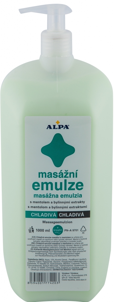 Alpa masážní emulze chladivá 1000 ml