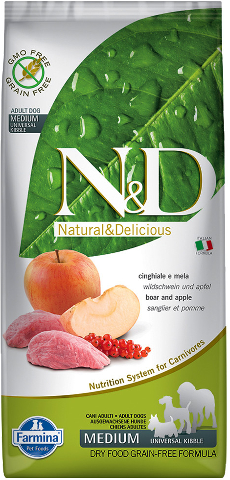 N&D Prime Grain Free Adult Medium/Maxi Boar & Apple 2 x 12 kg