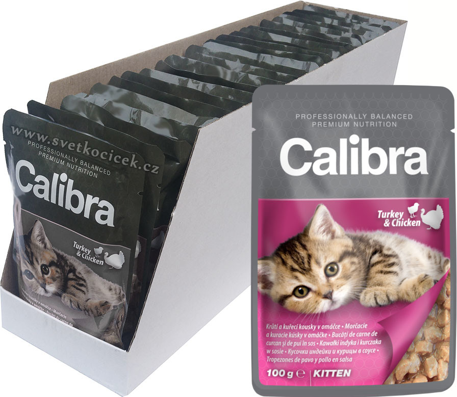 Calibra Kitten krůtí & kuřecí v omáčce 24 x 100 g