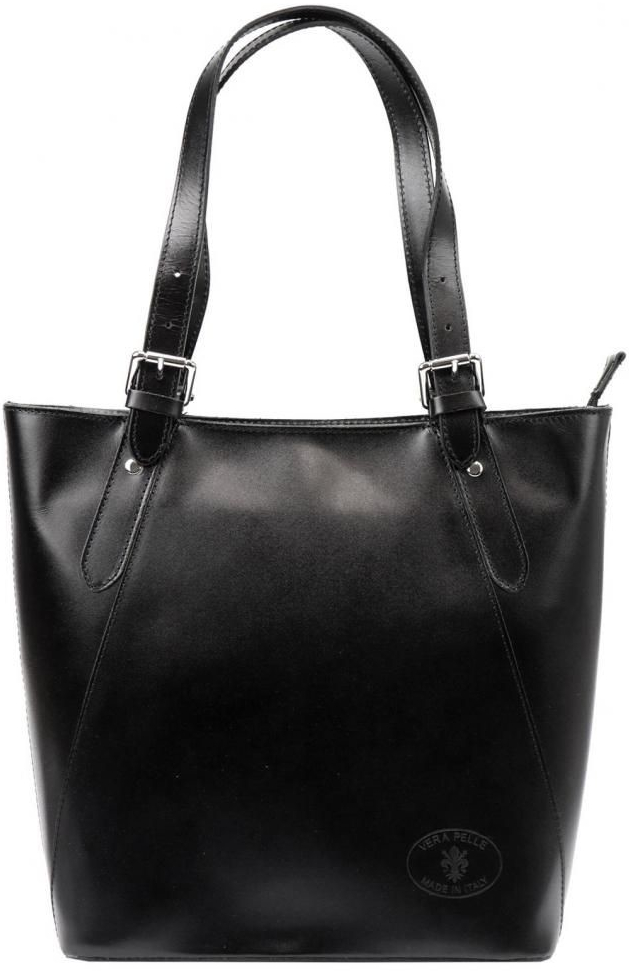 L Artigiano velká kožená dámská kabelka přes rameno černá