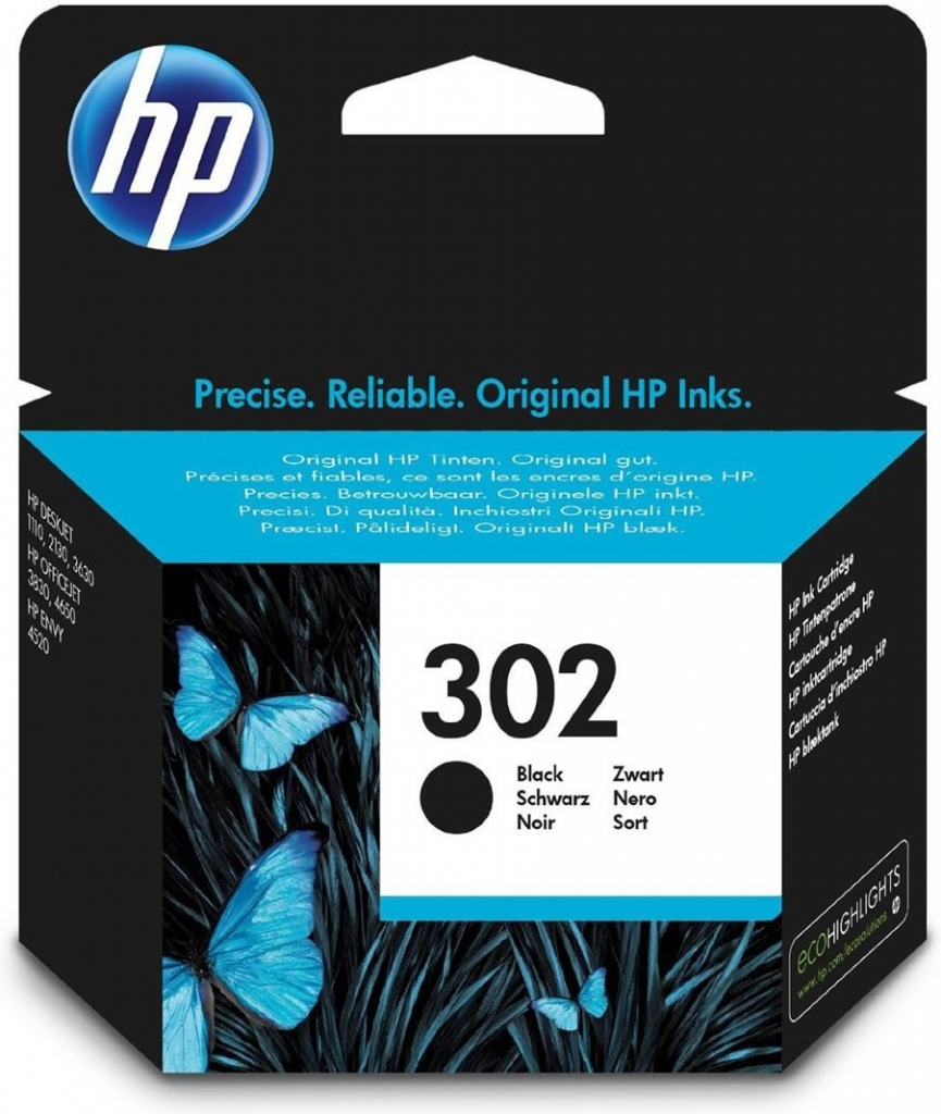 HP 302 originální inkoustová kazeta černá F6U66AE