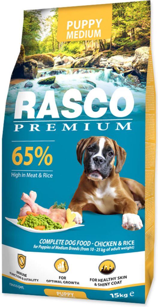 RASCO Premium Puppy Medium kuře s rýží 15 kg