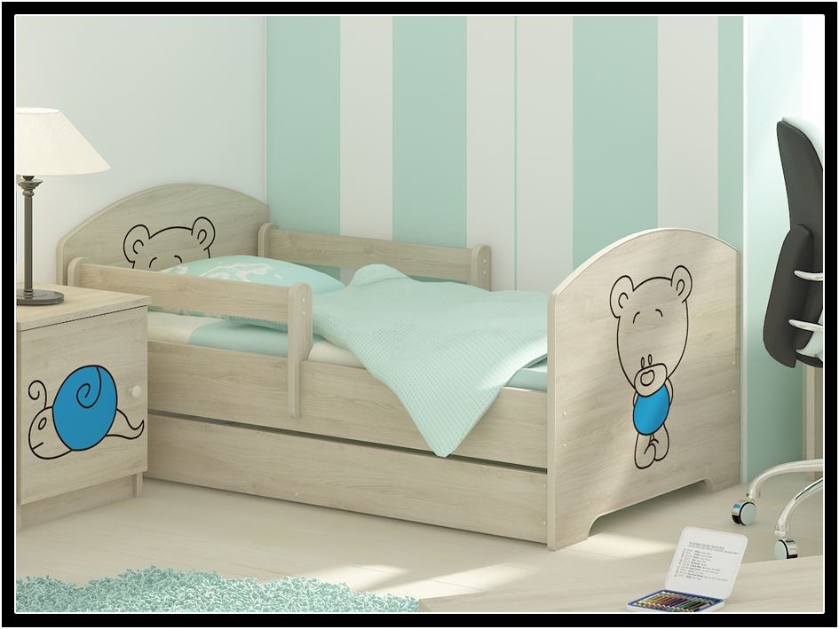 Babyboo Medvídek 2x krátká zábrana se šuplíkem Modrá