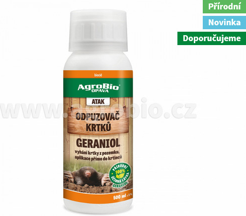 AgroBio Atak Odpuzovač krtků Geraniol 500 ml