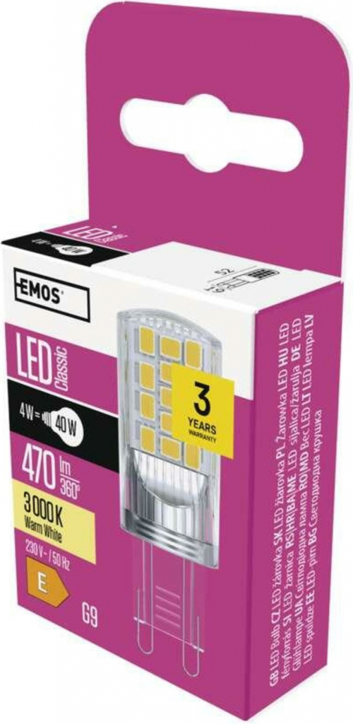 Emos LED žárovka Classic JC G9 4 W 40 W 470 lm teplá bílá