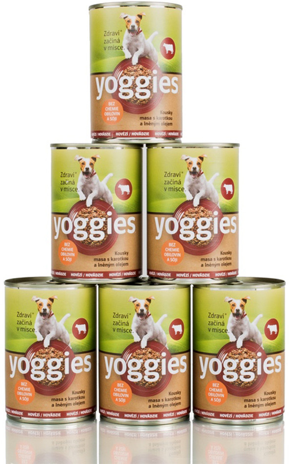 Yoggies hovězí s karotkou a lněným olejem 6 x 400 g