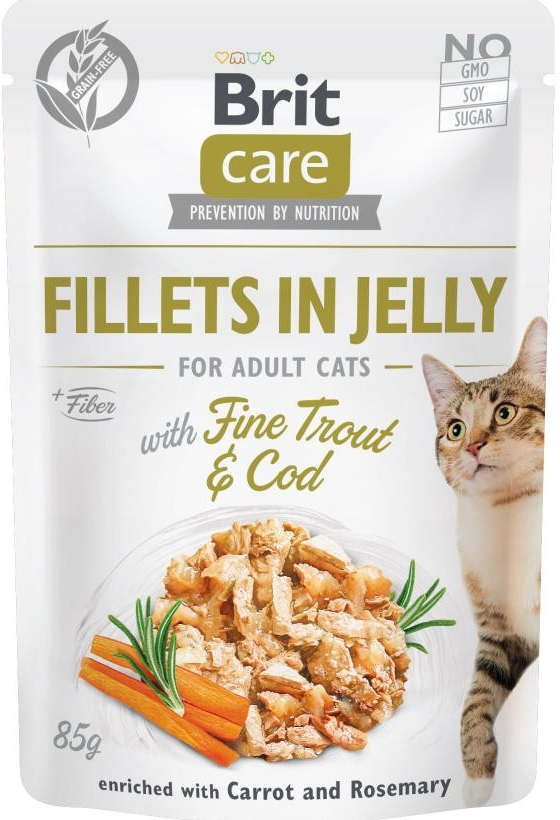 Brit Care Cat Fillets in Jelly with Fine Trout & Cod 10 x 85 g