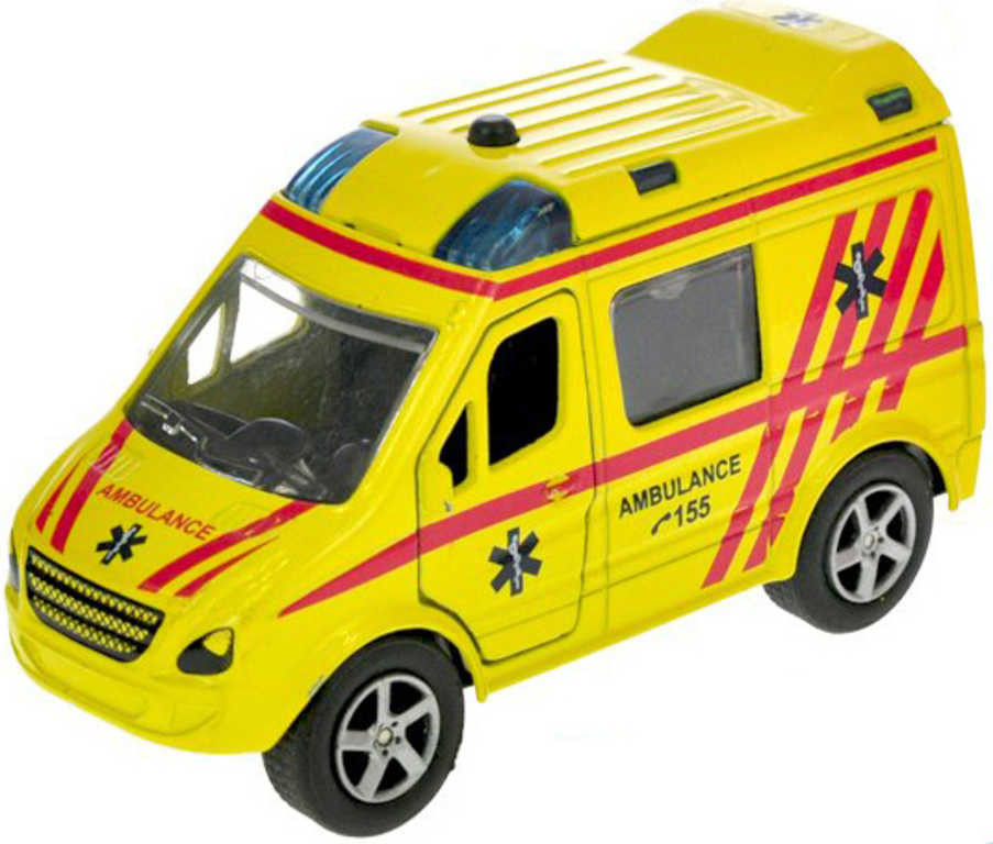 Mikro trading Auto ambulance 11 cm kov zpětný chod na baterie česky mluvící