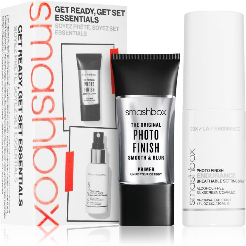 Smashbox On-Set Essentials: Prime + Set Photo Finish Foundation Primer vyhlazující podkladová báze pod make-up 10 ml + Photo Finish Endurance fixační sprej na make-up 30 ml + Photo