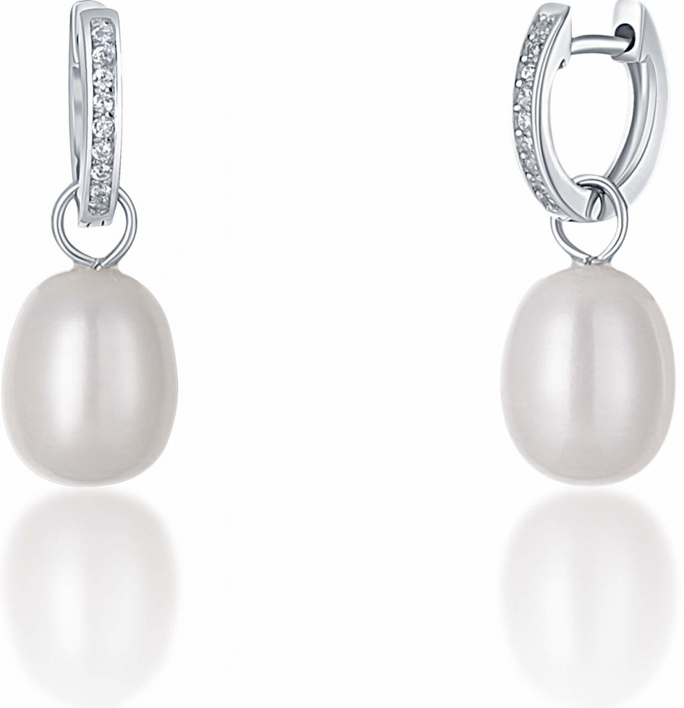 JwL Luxury Pearls stříbrné kruhové á la vévodkyně Kate s pravou perlou a zirkony 3v1 JL0685